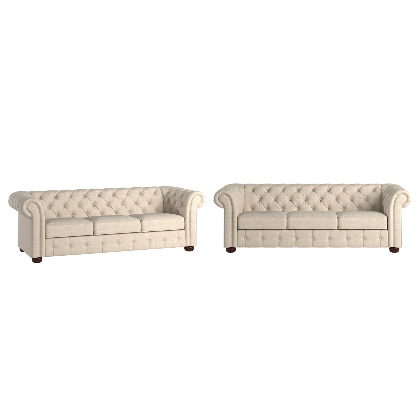 Canapé Chesterfield capitonné à accoudoirs en volutes Gdansk