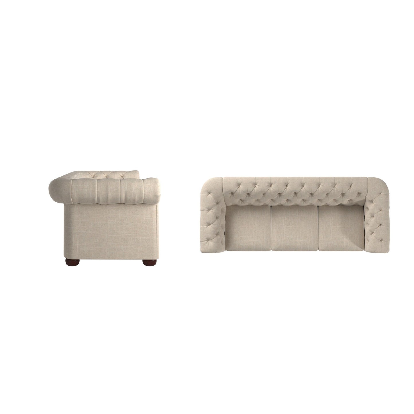 Canapé Chesterfield capitonné à accoudoirs en volutes Gdansk