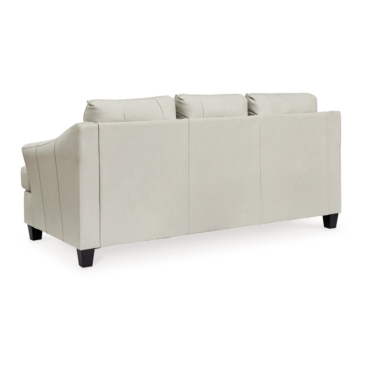 Canapé Geno 88 pouces, coussin de dossier surdimensionné, cuir véritable blanc cassé