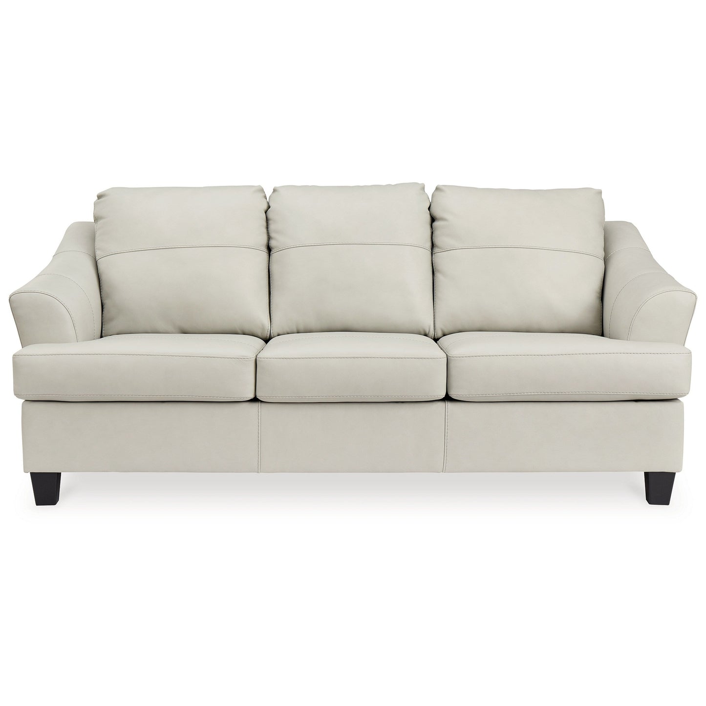 Canapé Geno 88 pouces, coussin de dossier surdimensionné, cuir véritable blanc cassé