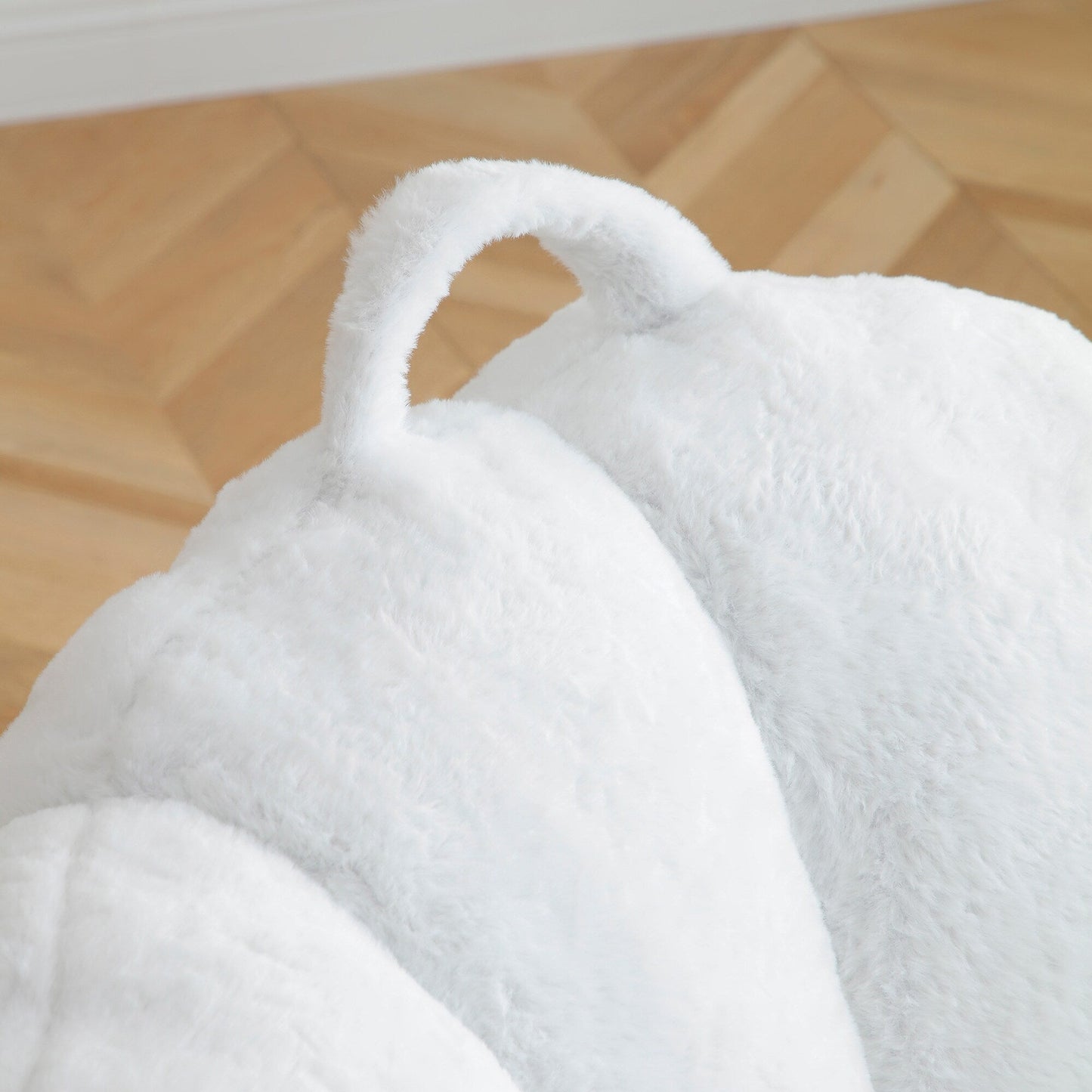 Pouf géant avec repose-pieds, pouf surdimensionné pour adultes et enfants, grand fauteuil en fausse fourrure en forme de coquillage avec rembourrage