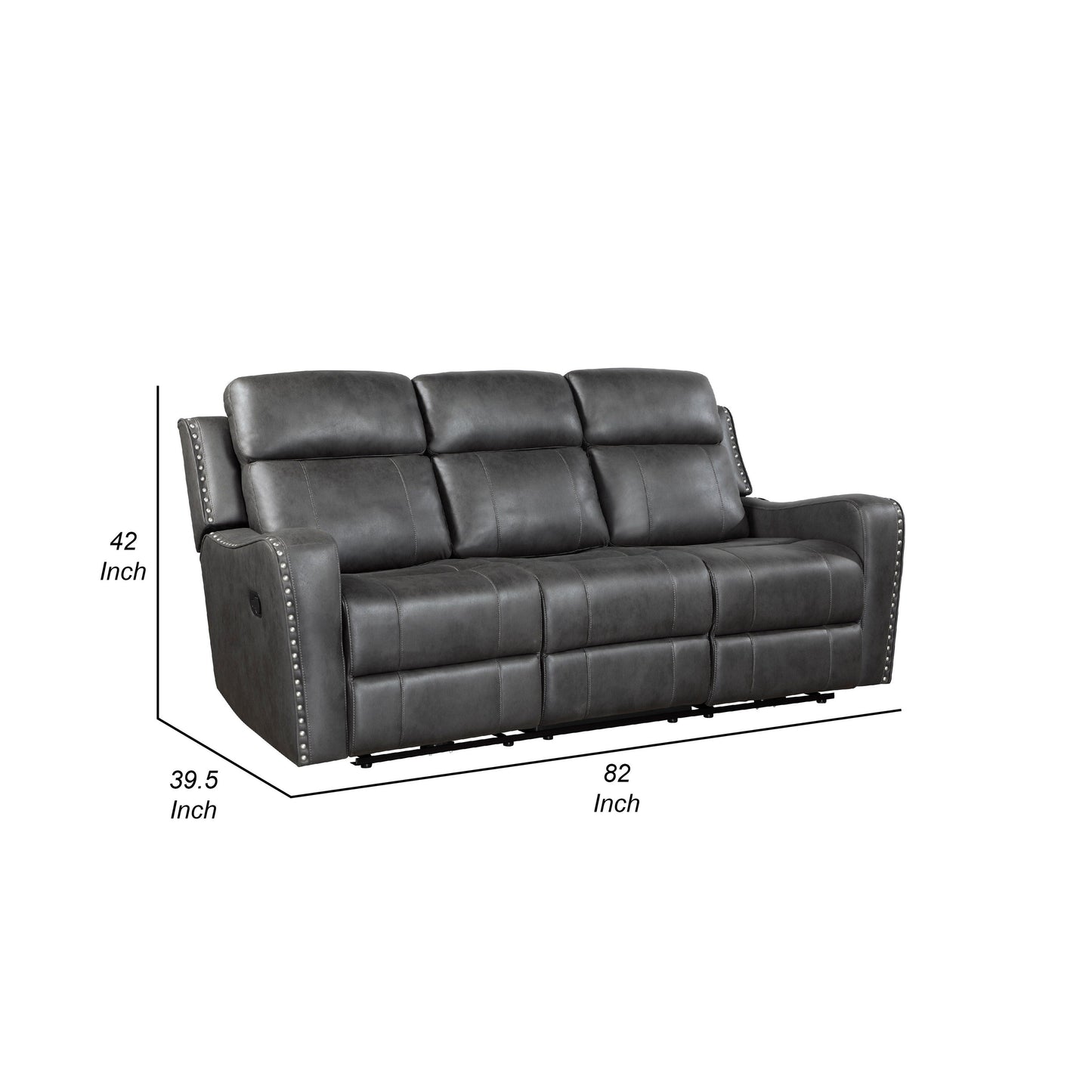 Canapé inclinable manuel double Gimo, microfibre gris foncé, 82 pouces