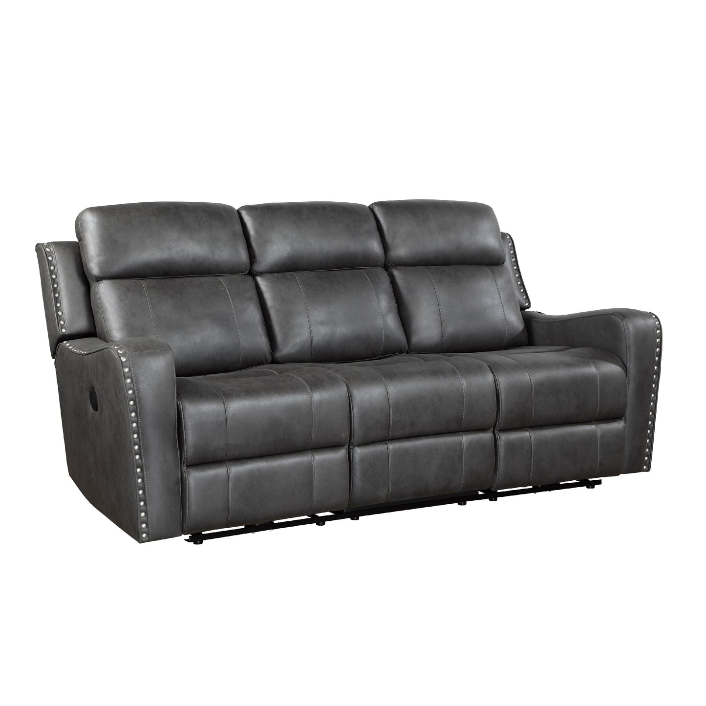 Canapé inclinable électrique Gimo, microfibre gris foncé, ports USB, 82 pouces