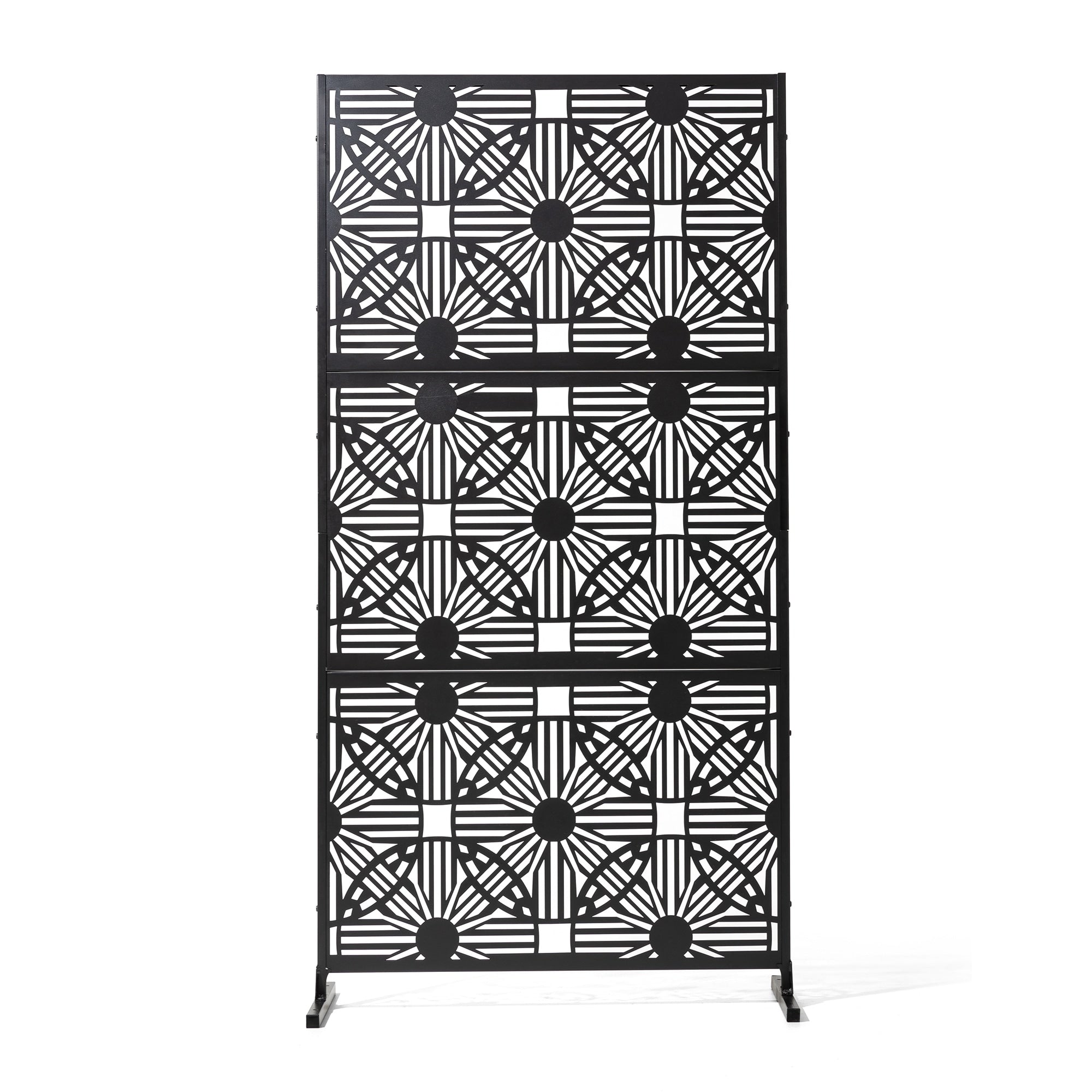 Paravent de confidentialité à 3 panneaux galvanisé à motifs floraux de 1,8 m de Glitzhome