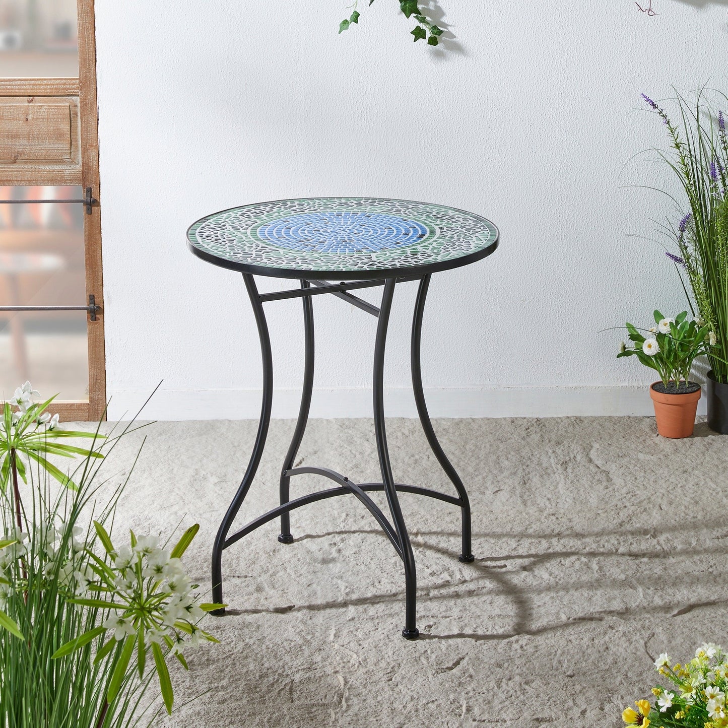 Ensemble de bistrot pliant d'extérieur en métal Glitzhome 3 pièces, table et chaises de patio