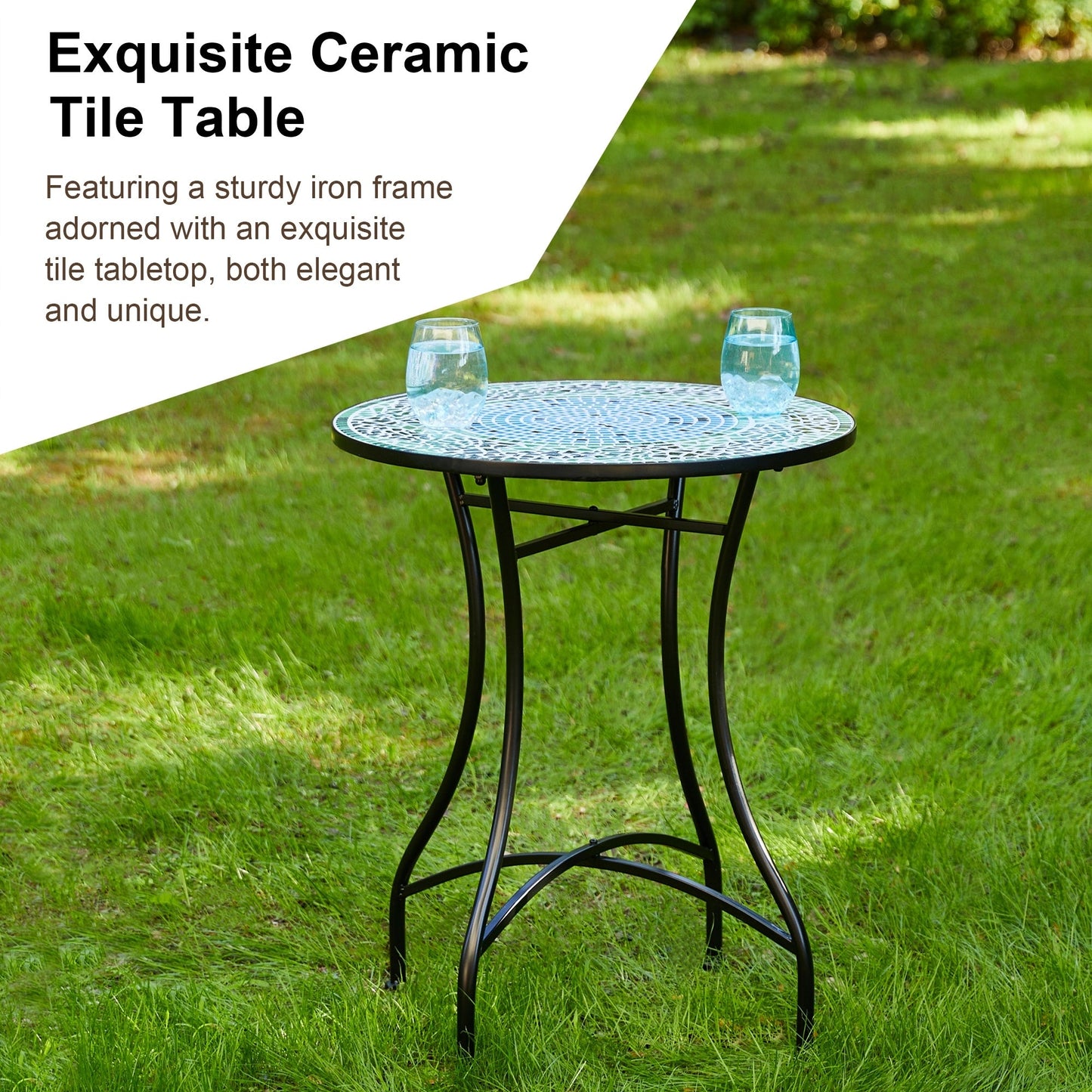 Ensemble de bistrot pliant d'extérieur en métal Glitzhome 3 pièces, table et chaises de patio