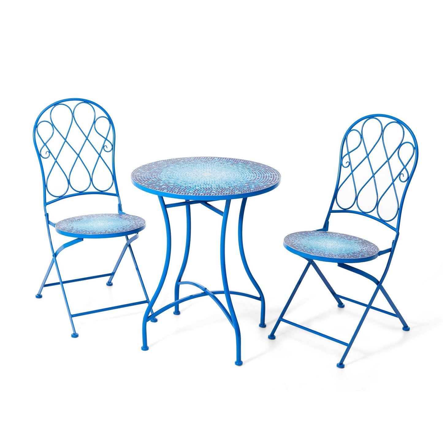 Ensemble de bistrot pliant d'extérieur en métal Glitzhome 3 pièces, table et chaises de patio