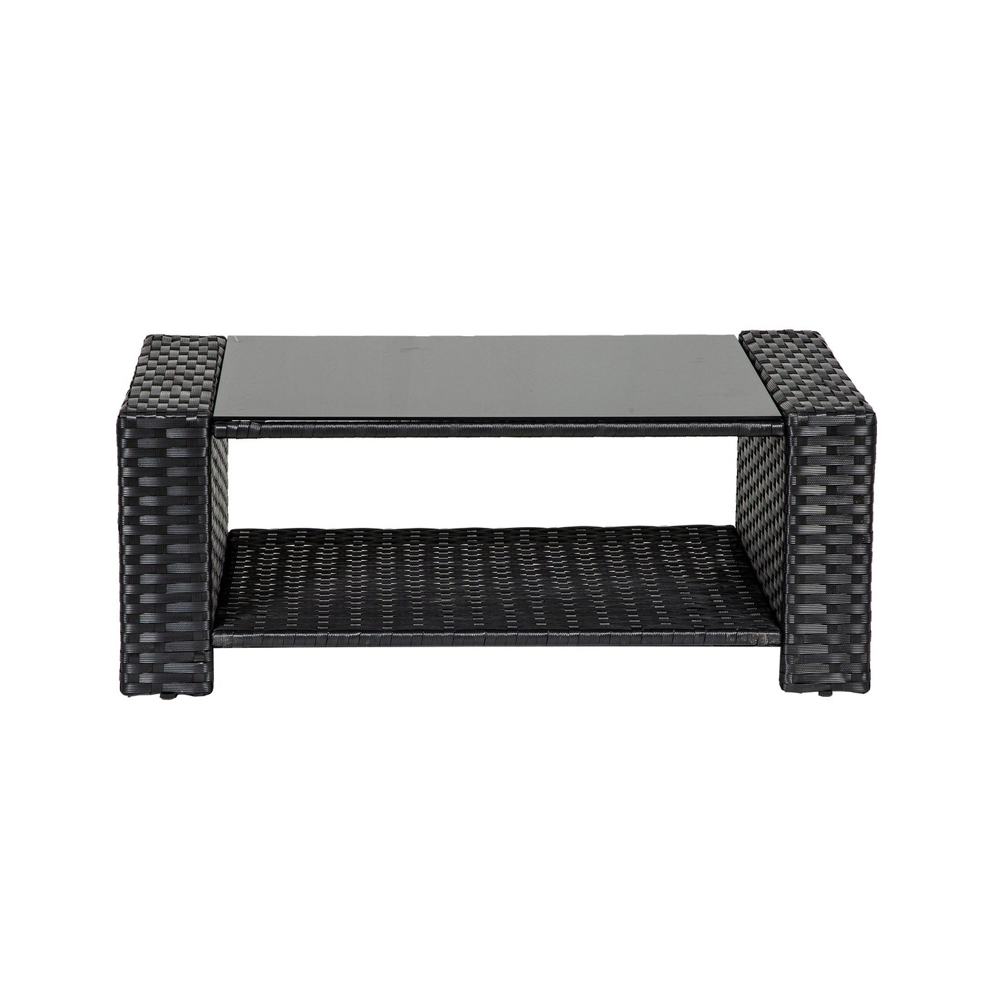 Ensemble de conversation pour patio extérieur Grandview 4 pièces en osier noir