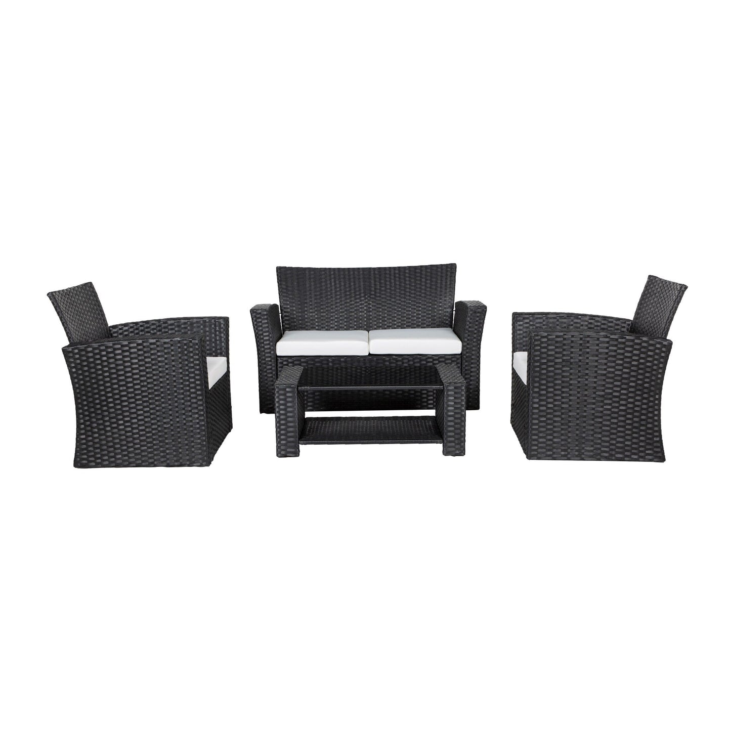 Ensemble de conversation pour patio extérieur Grandview 4 pièces en osier noir