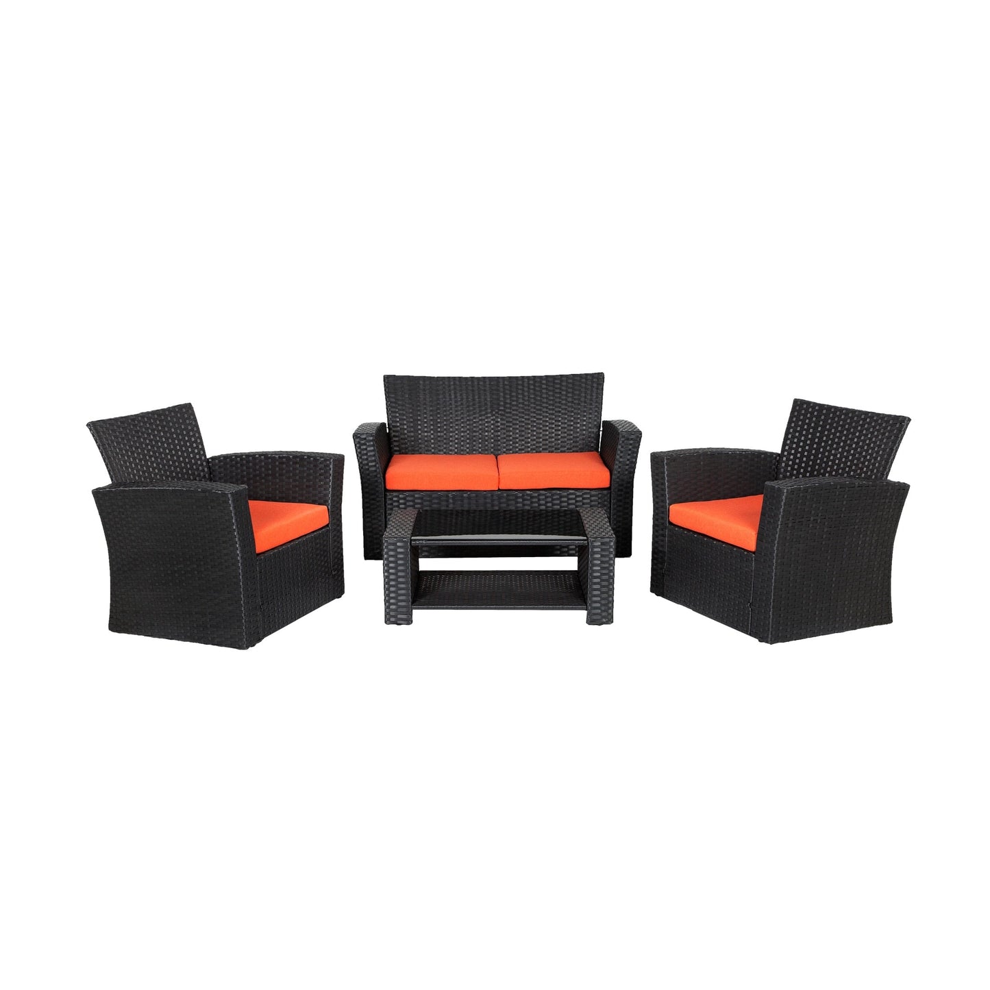 Ensemble de conversation pour patio extérieur Grandview 4 pièces en osier noir