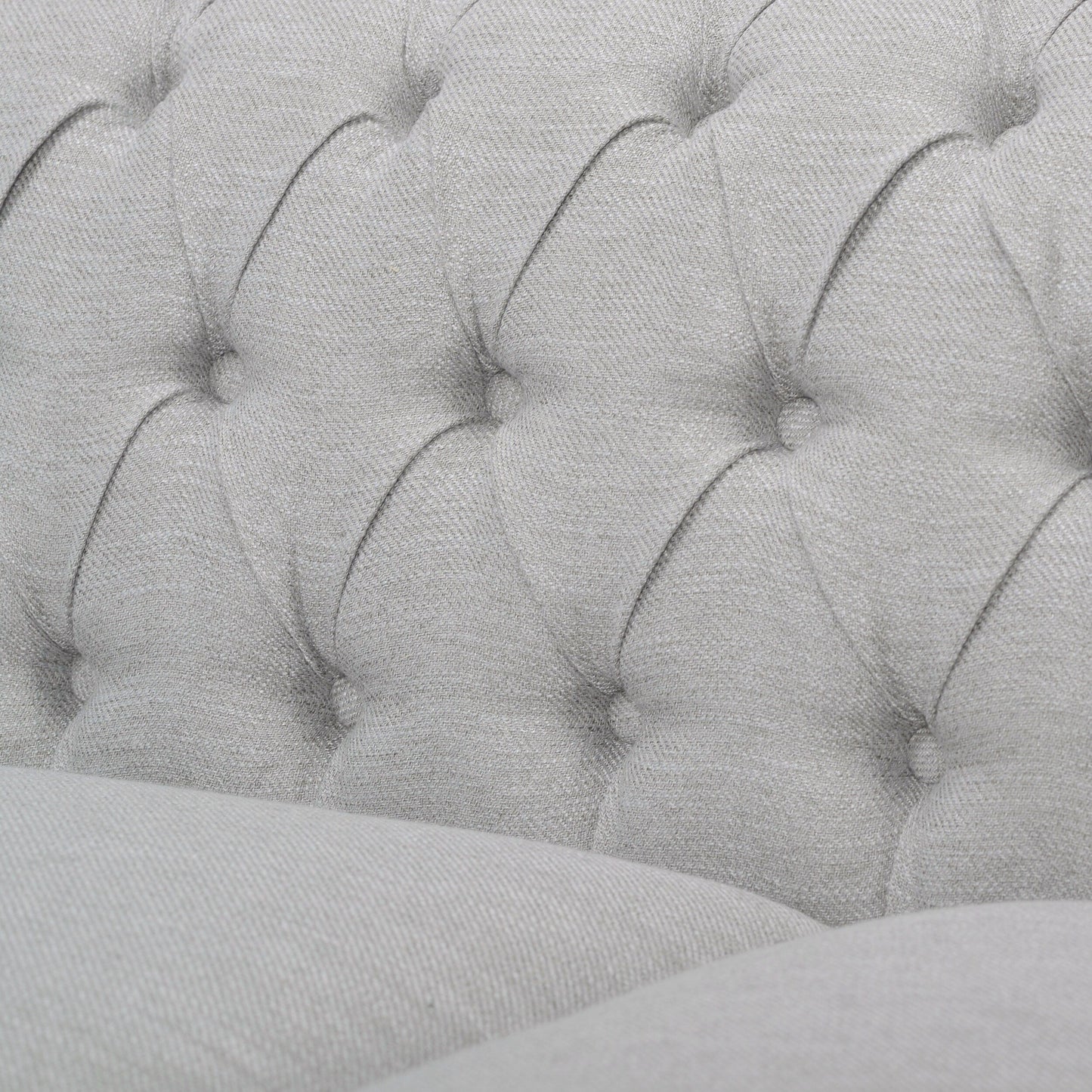 Canapé Chesterfield 3 places gris 84,75 po capitonné avec têtes de clous et pieds