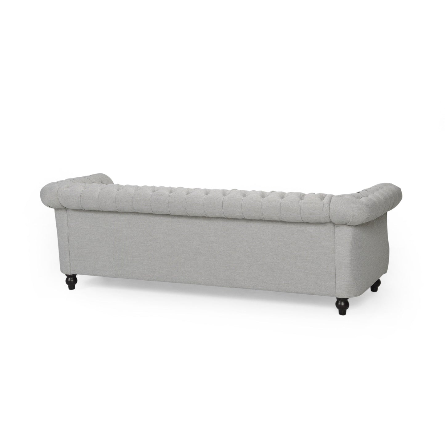 Canapé Chesterfield 3 places gris 84,75 po capitonné avec têtes de clous et pieds