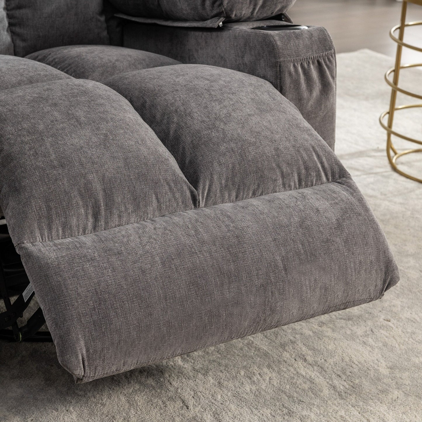 Fauteuil inclinable à bascule surdimensionné gris avec chauffage et chargement USB
