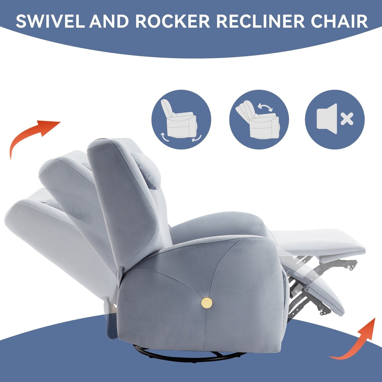 Fauteuil inclinable électrique gris pivotant à 270° et ports de chargement USB