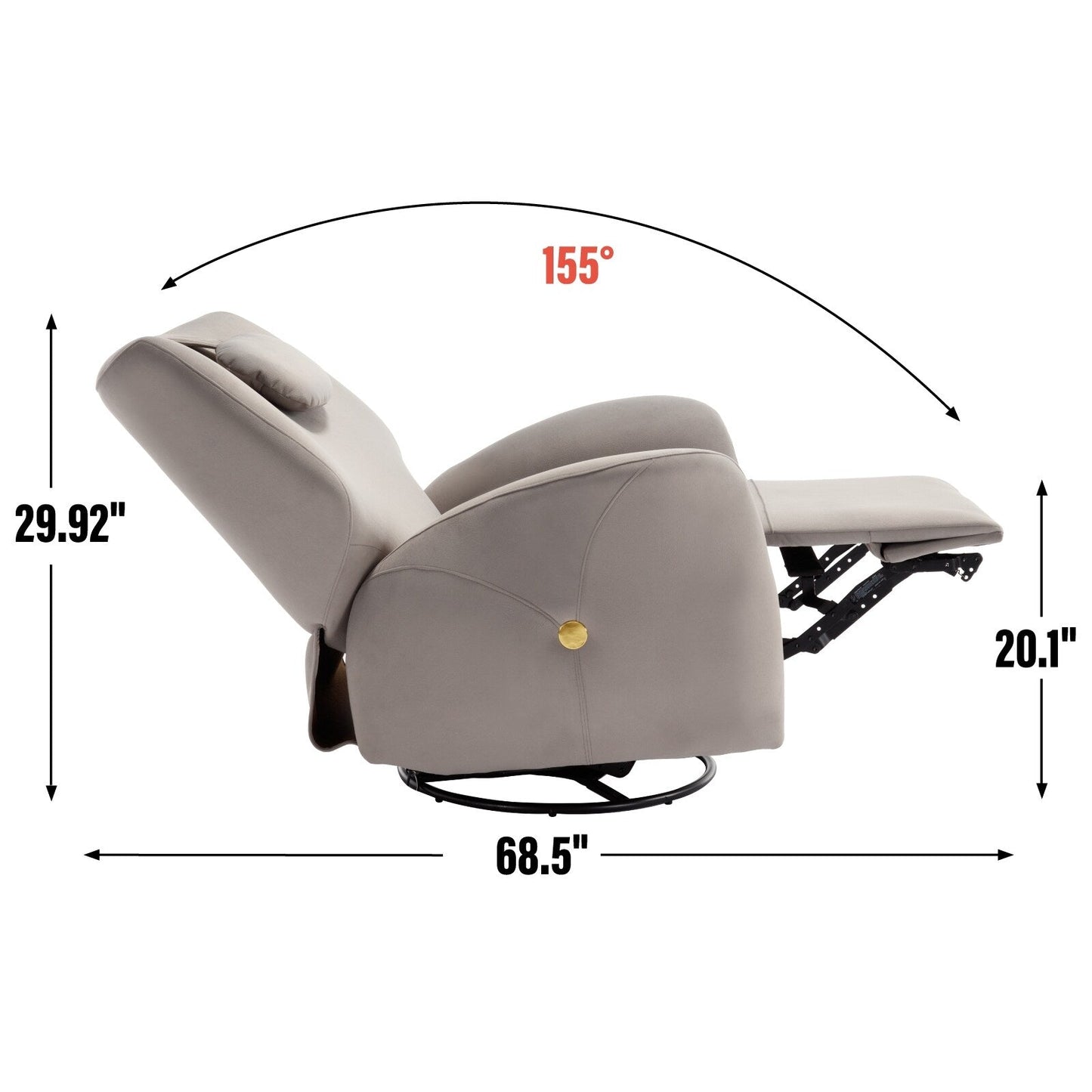 Fauteuil inclinable électrique gris pivotant à 270° et ports de chargement USB