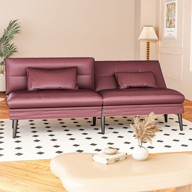 Canapé-lit futon convertible Grondin, dossier réglable sur 5 positions avec 2 oreillers, fauteuil inclinable de style moderne