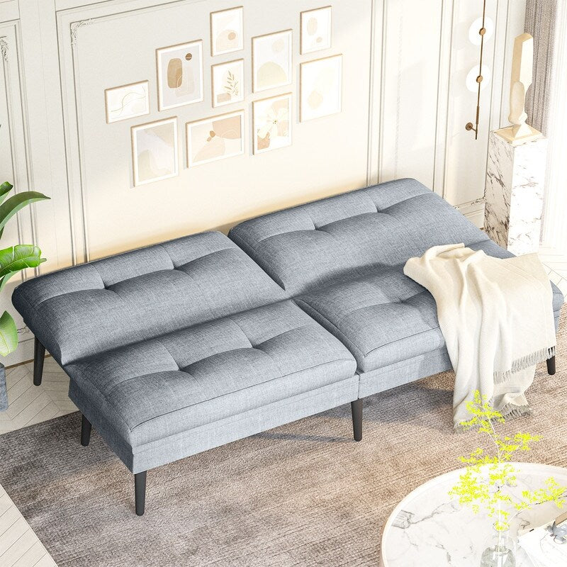 Canapé-lit futon convertible Grondin, dossier réglable sur 5 positions avec 2 oreillers, fauteuil inclinable de style moderne