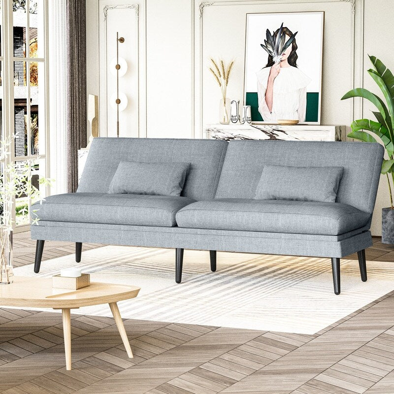 Canapé-lit futon convertible Grondin, dossier réglable sur 5 positions avec 2 oreillers, fauteuil inclinable de style moderne