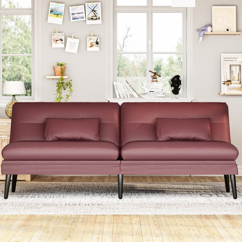 Canapé-lit futon convertible Grondin, dossier réglable sur 5 positions avec 2 oreillers, fauteuil inclinable de style moderne