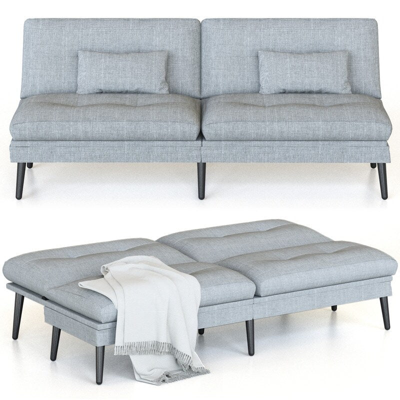 Canapé-lit futon convertible Grondin, dossier réglable sur 5 positions avec 2 oreillers, fauteuil inclinable de style moderne