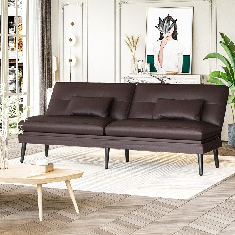 Canapé-lit futon convertible Grondin, dossier réglable sur 5 positions avec 2 oreillers, fauteuil inclinable de style moderne