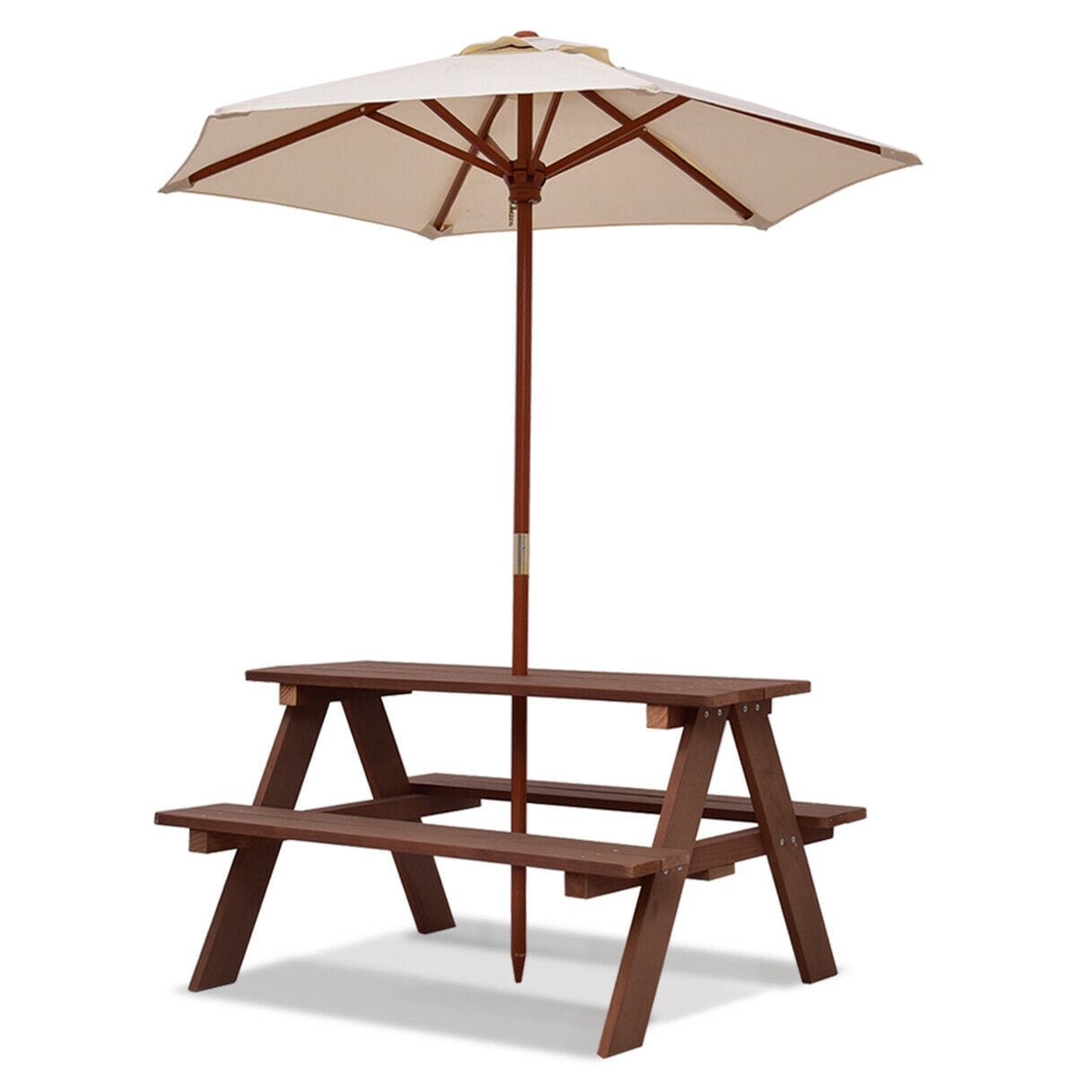 Banc de pique-nique d'extérieur pliable Gymax pour enfants, 4 places