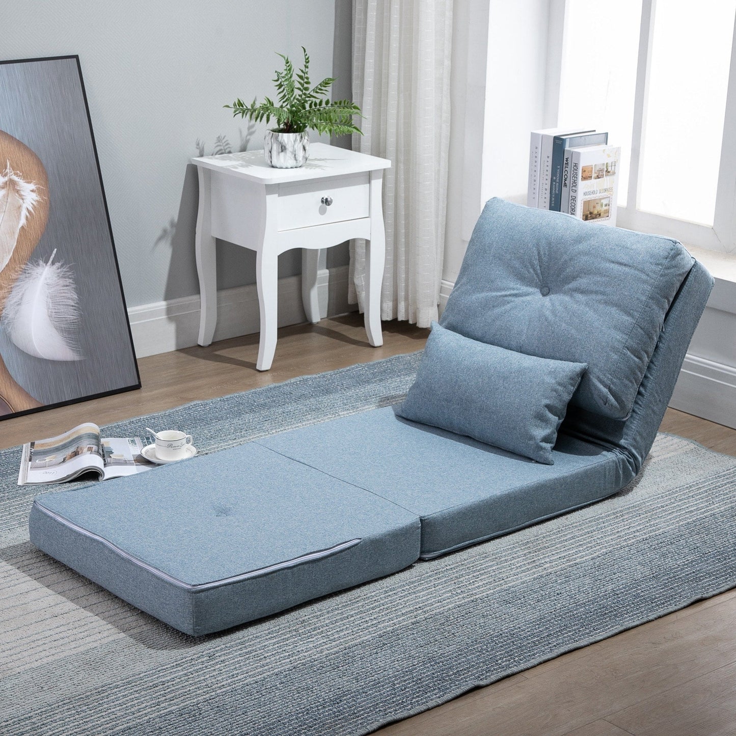 Fauteuil convertible et pliable rembourré HOMCOM, canapé-lit de sol