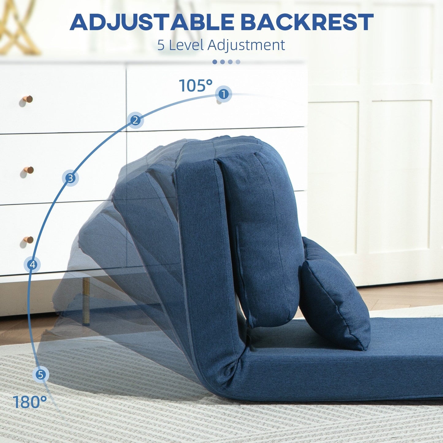 Fauteuil convertible et pliable rembourré HOMCOM, canapé-lit de sol
