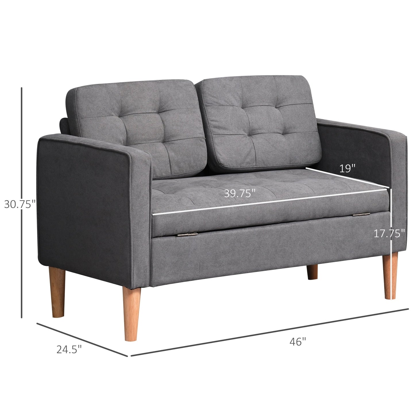 Canapé-lit moderne en tissu capitonné avec rangement HOMCOM