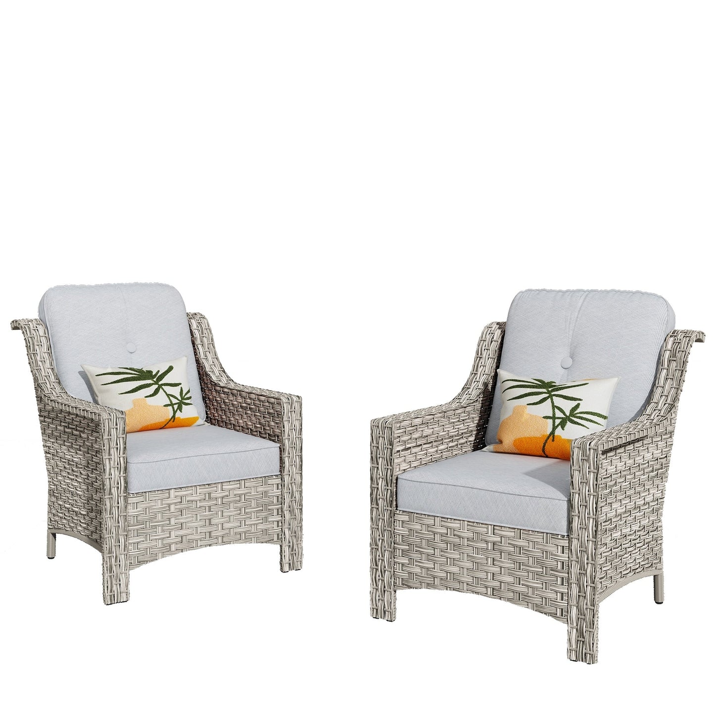 Ensemble de 2 chaises de jardin en rotin et osier à dossier haut HOOOWOOO