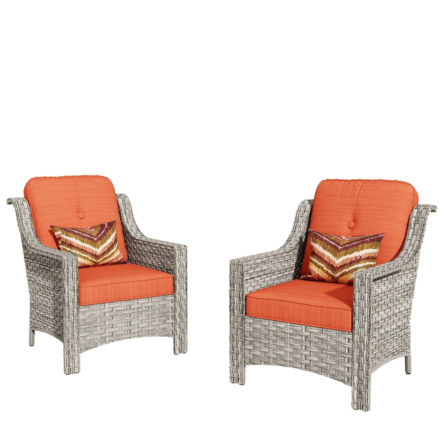 Ensemble de 2 chaises de jardin en rotin et osier à dossier haut HOOOWOOO