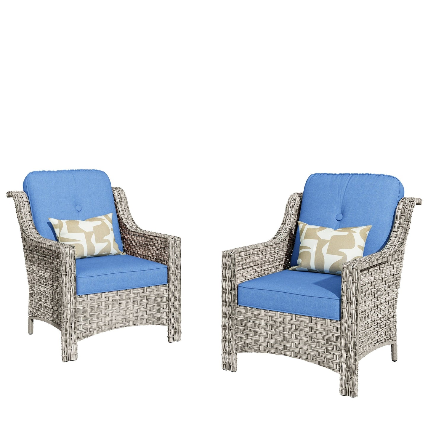 Ensemble de 2 chaises de jardin en rotin et osier à dossier haut HOOOWOOO