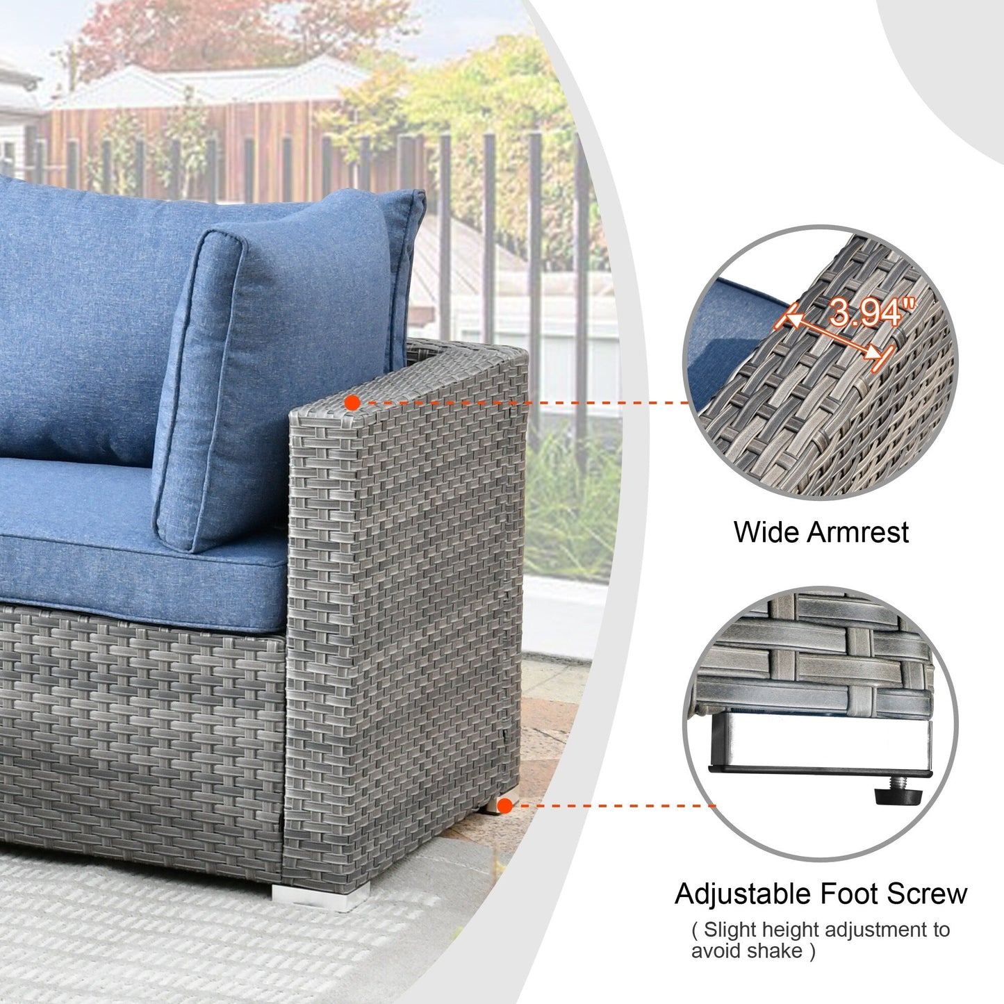 Ensemble de salon de jardin HOOOWOOO en osier gris 9 pièces avec fauteuil à bascule pivotant