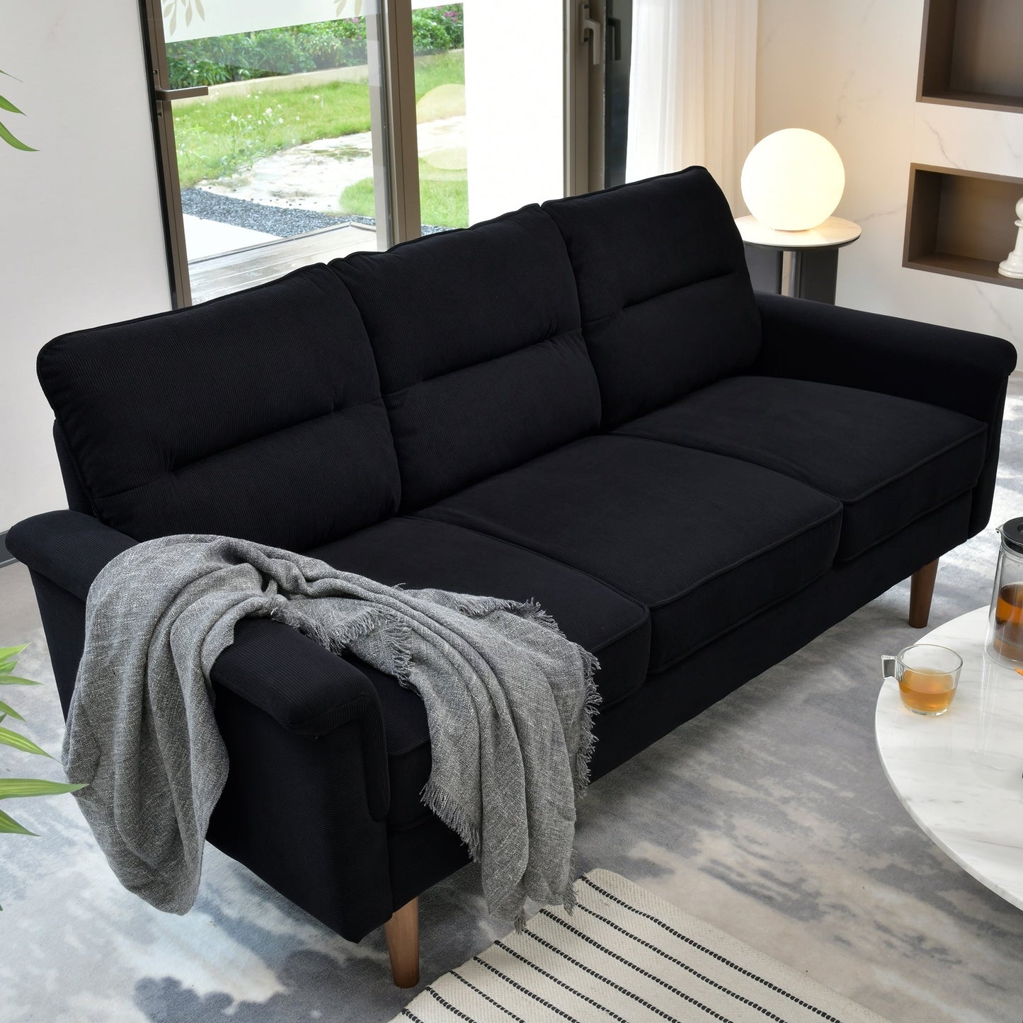 HOOOWOOO Meubles de salon 71 Canapé 3 places moderne en tissu rembourré