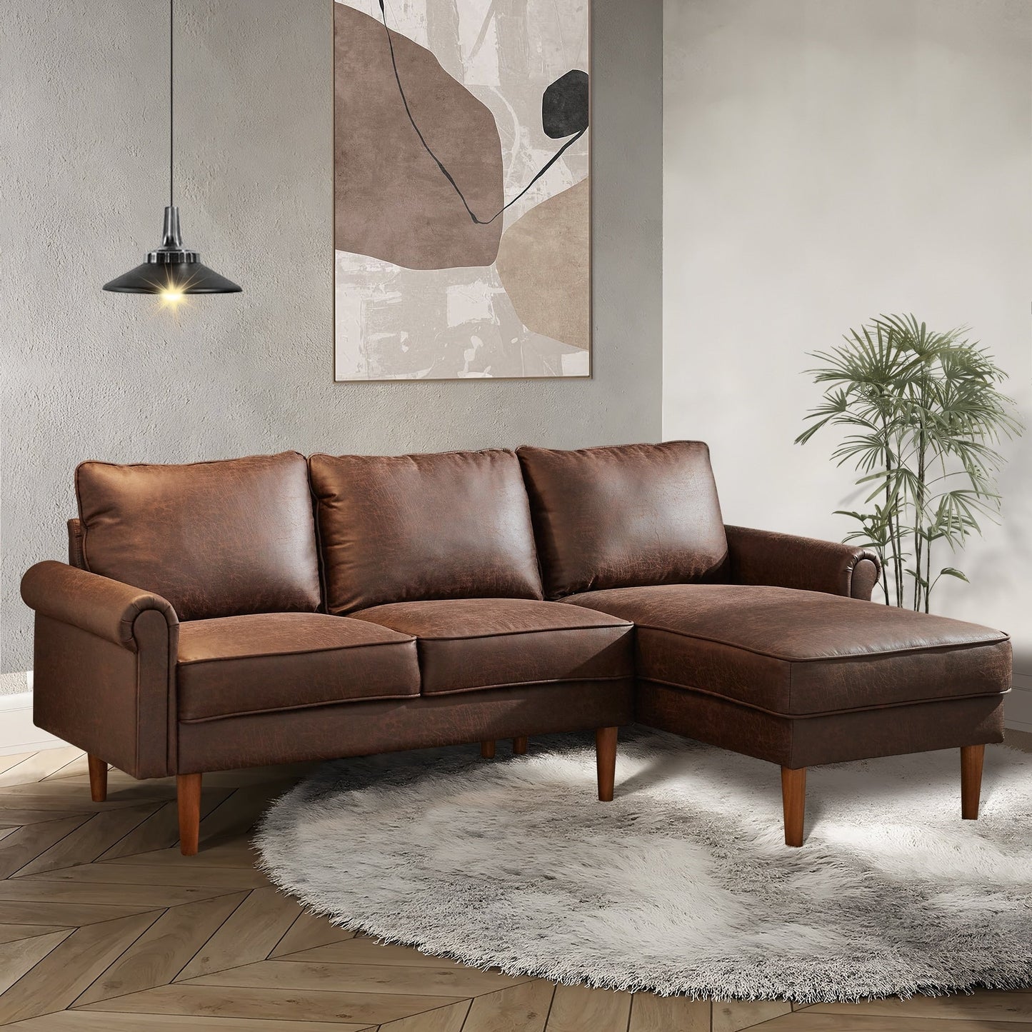 HOOOWOOO Meubles de salon Canapé en daim du milieu du siècle avec chaise longue