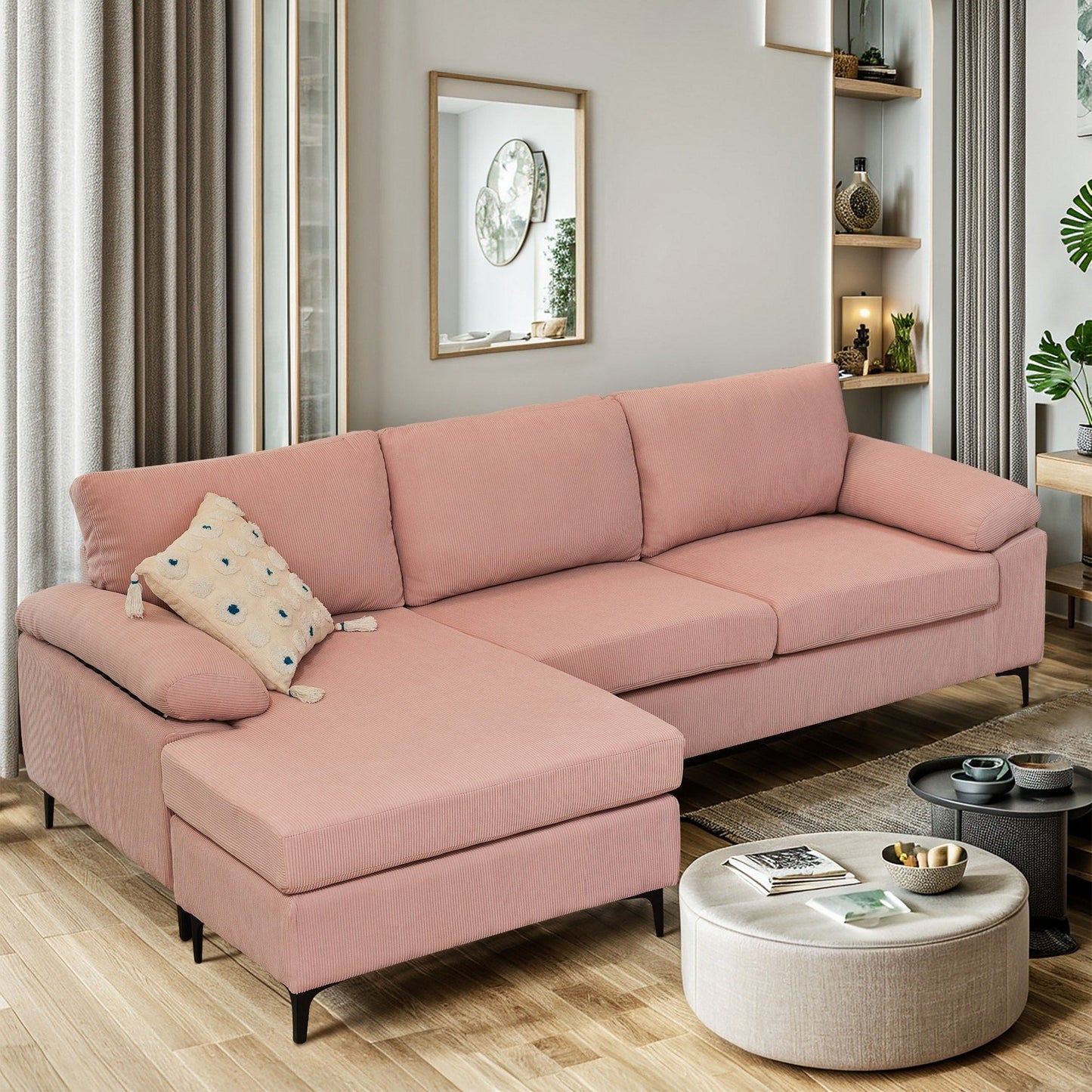 Canapé convertible moderne en polyester avec pieds en métal pour salon