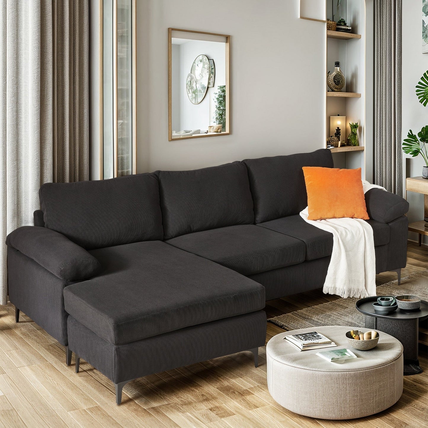 Canapé convertible moderne en polyester avec pieds en métal pour salon