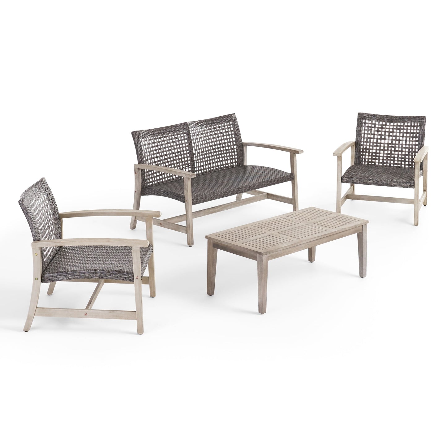 Ensemble de conversation d'extérieur Hampton 4 pièces en acacia par Christopher Knight Home