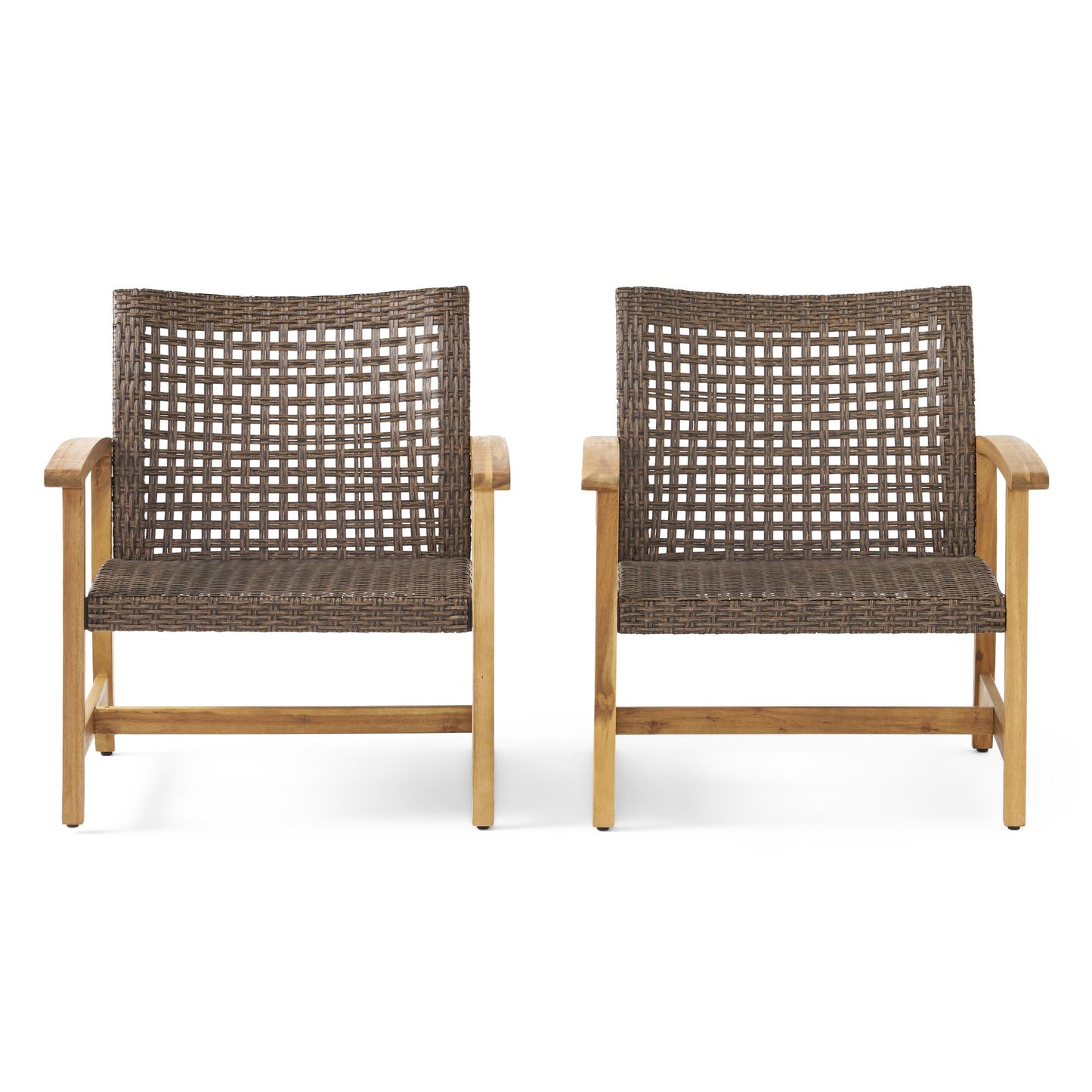Fauteuil club d'extérieur Hampton en bois et osier (lot de 2) par Christopher Knight Home