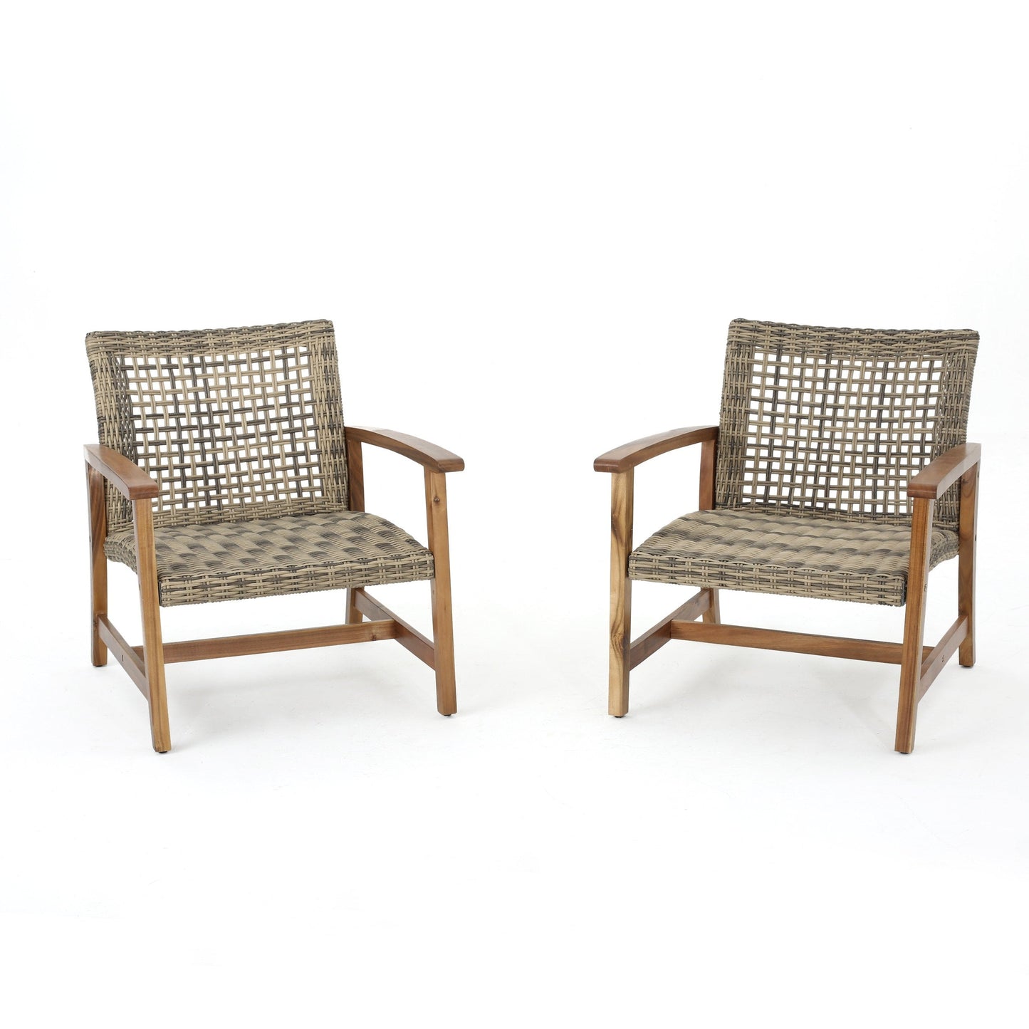 Fauteuil club d'extérieur Hampton en bois et osier (lot de 2) par Christopher Knight Home