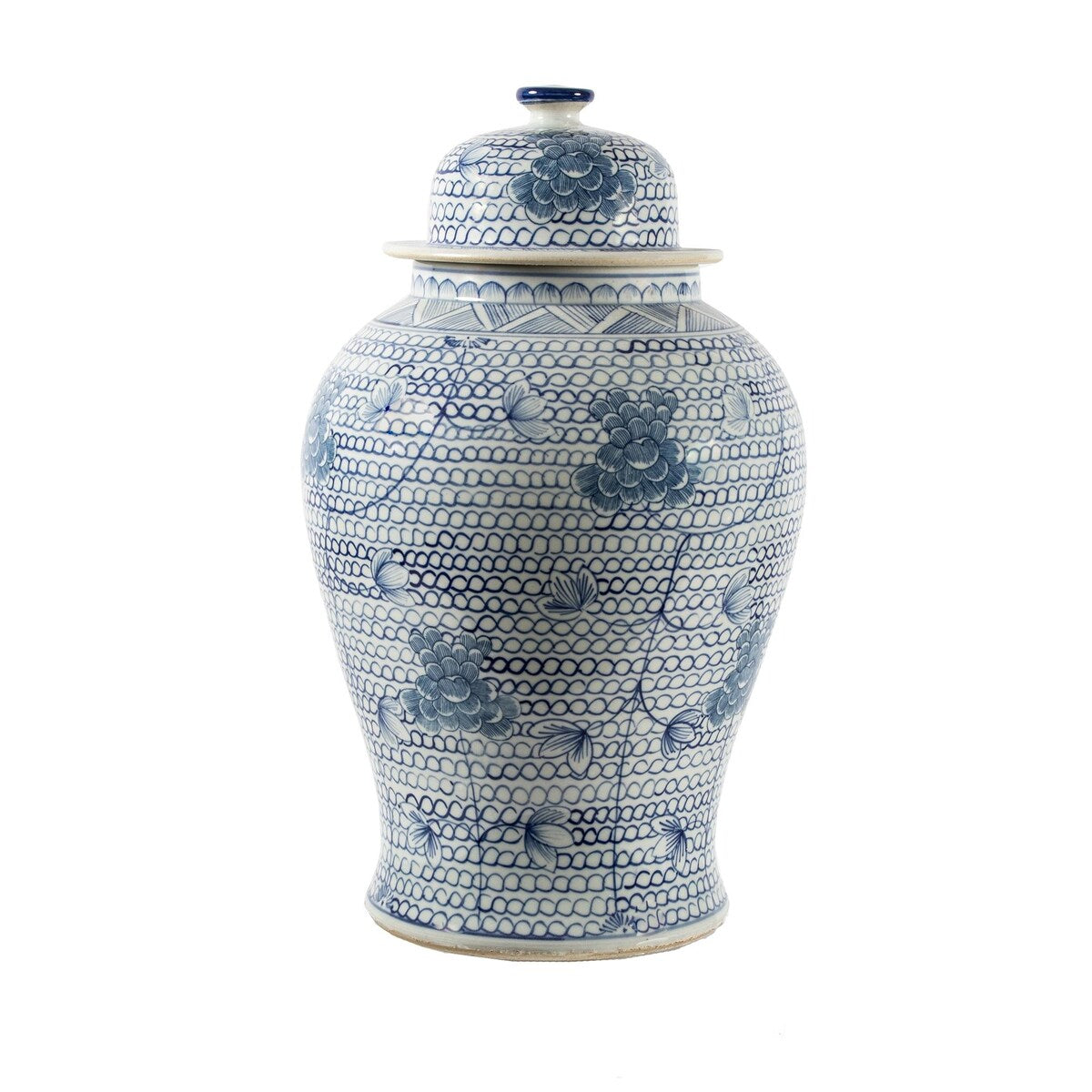 Lot de 16 pots décoratifs en porcelaine bleu et blanc faits à la main