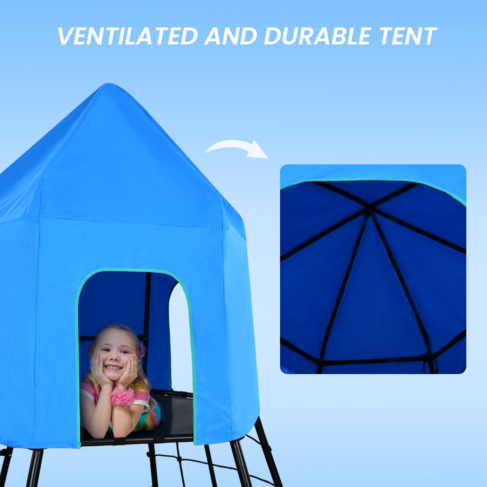 Hapfan Jungle Gym avec plateforme et tente, jeux d'escalade avec barres de singe pour enfants, équipement de jeu d'extérieur en métal