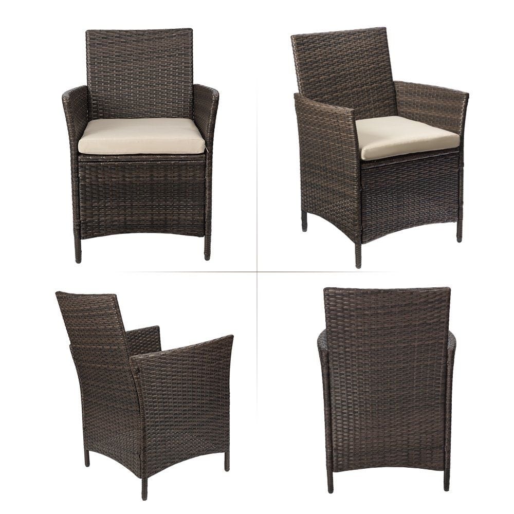 Ensemble de meubles de jardin Homall 3 pièces, chaises en rotin synthétique avec table
