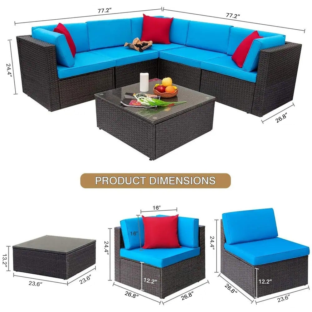 Ensemble de meubles de jardin en rotin et osier Homall 6 pièces