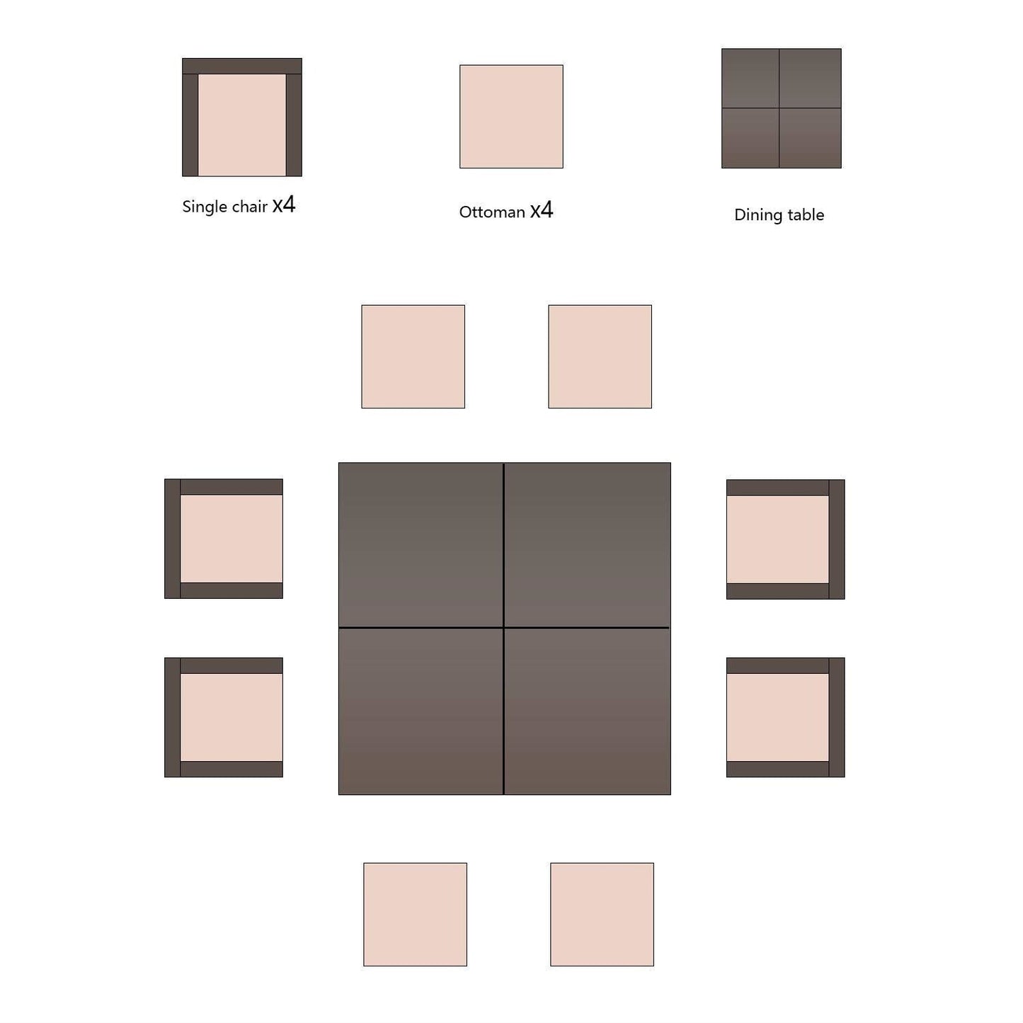 Ensemble de salle à manger de patio Homall 9 pièces, chaises en rotin peu encombrantes avec table en verre, ensemble de conversation sectionnel avec coussins