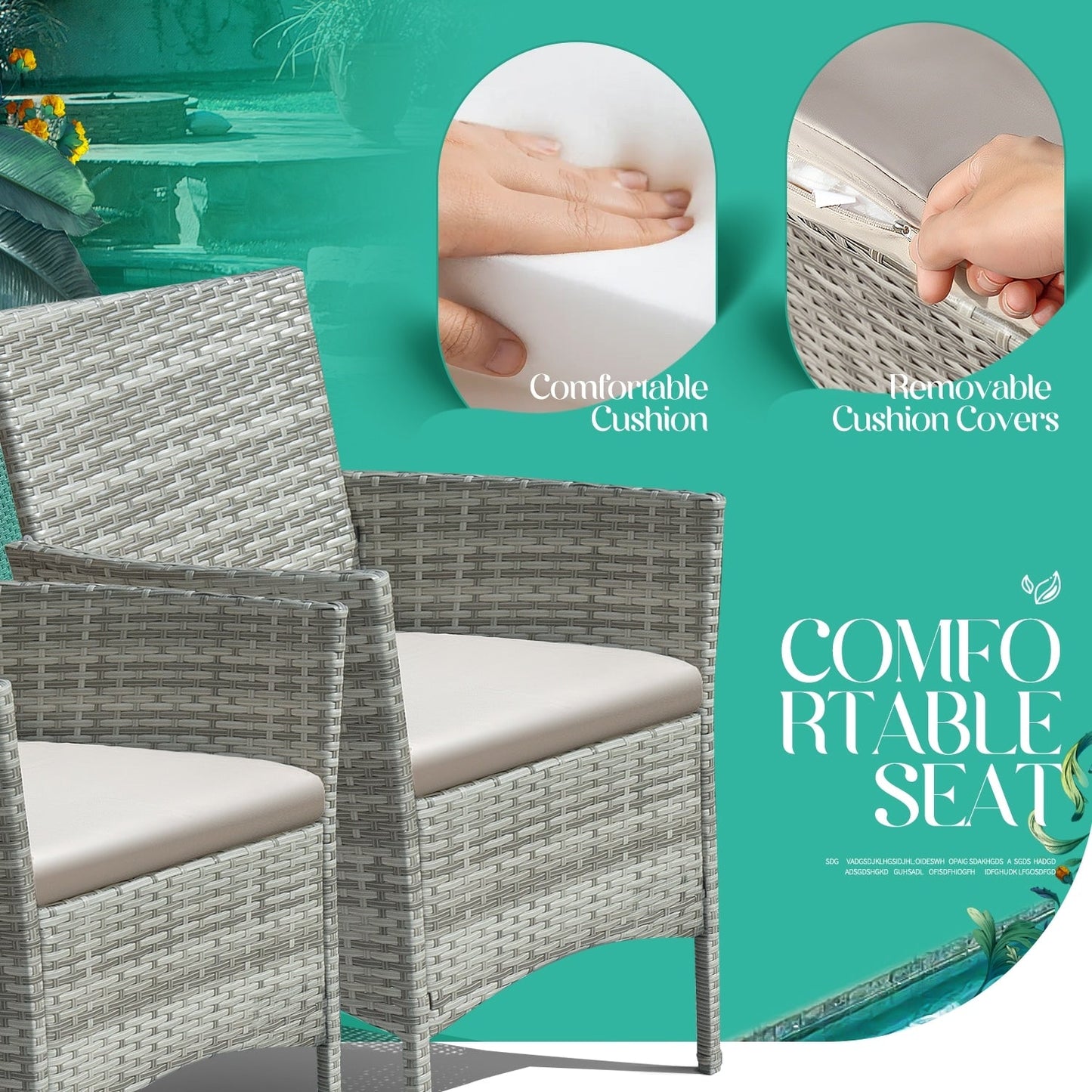 Ensemble de patio extérieur Homall PE Rattan 4 pièces