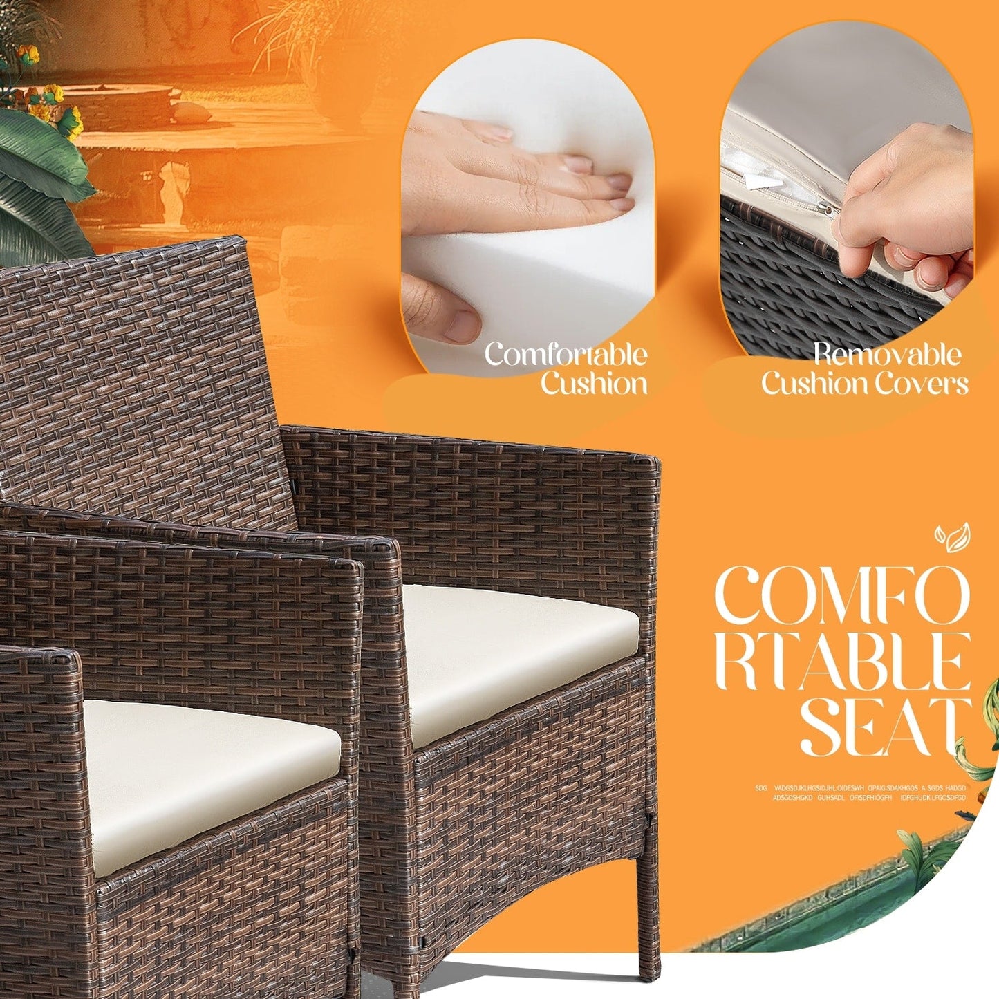 Ensemble de patio extérieur Homall PE Rattan 4 pièces