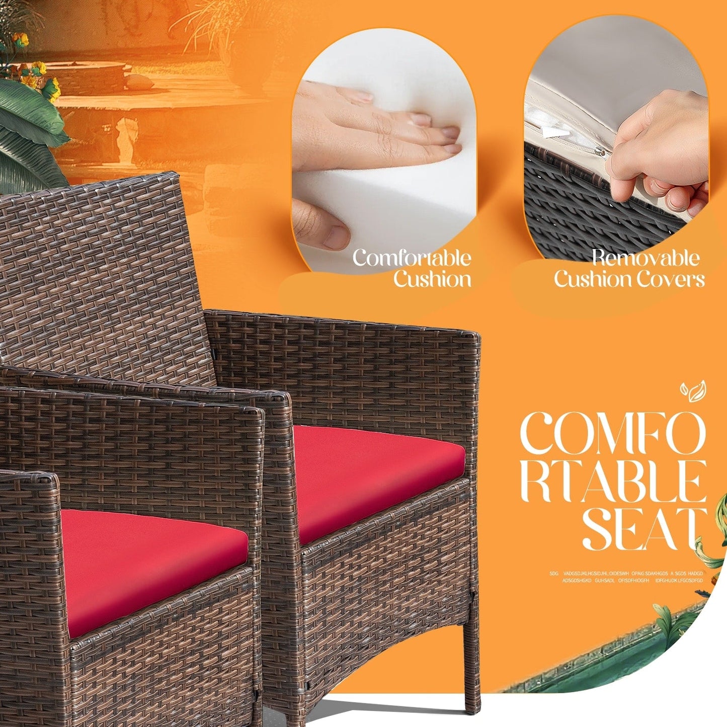 Ensemble de patio extérieur Homall PE Rattan 4 pièces