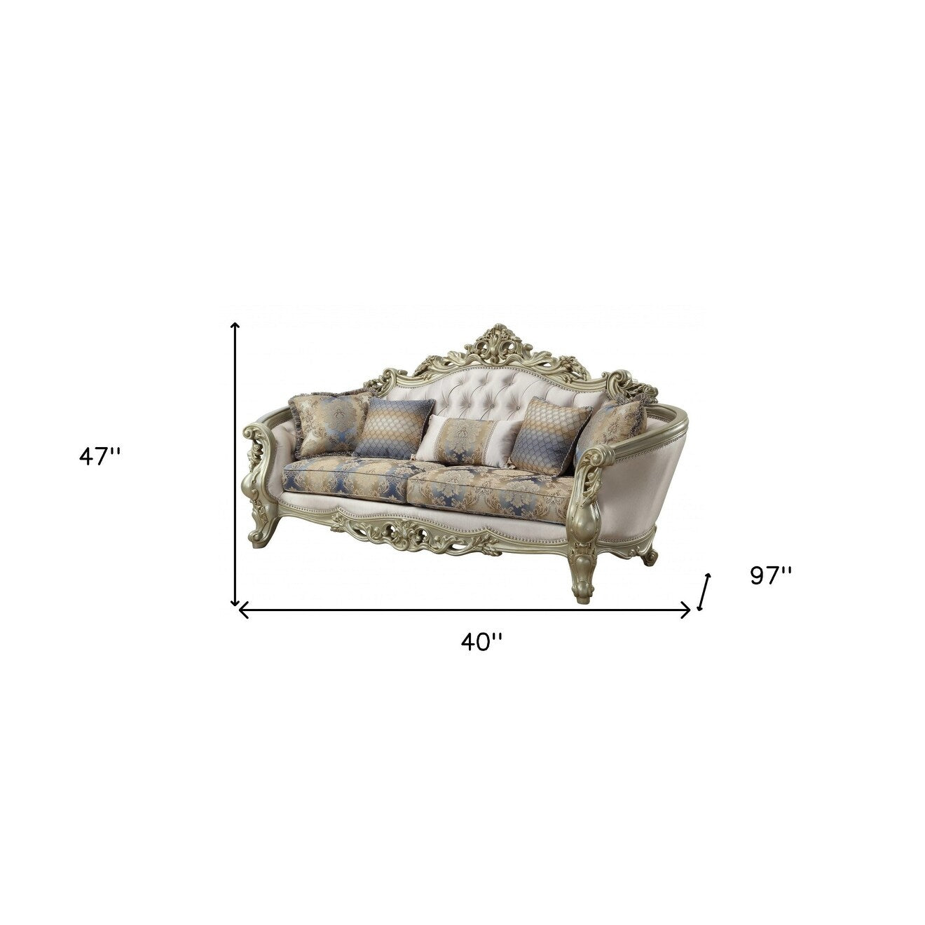 Coussins de canapé et d'appoint incurvés HomeRoots 36 en mélange de polyester perlé à motif floral - 40' x 97' x 47'