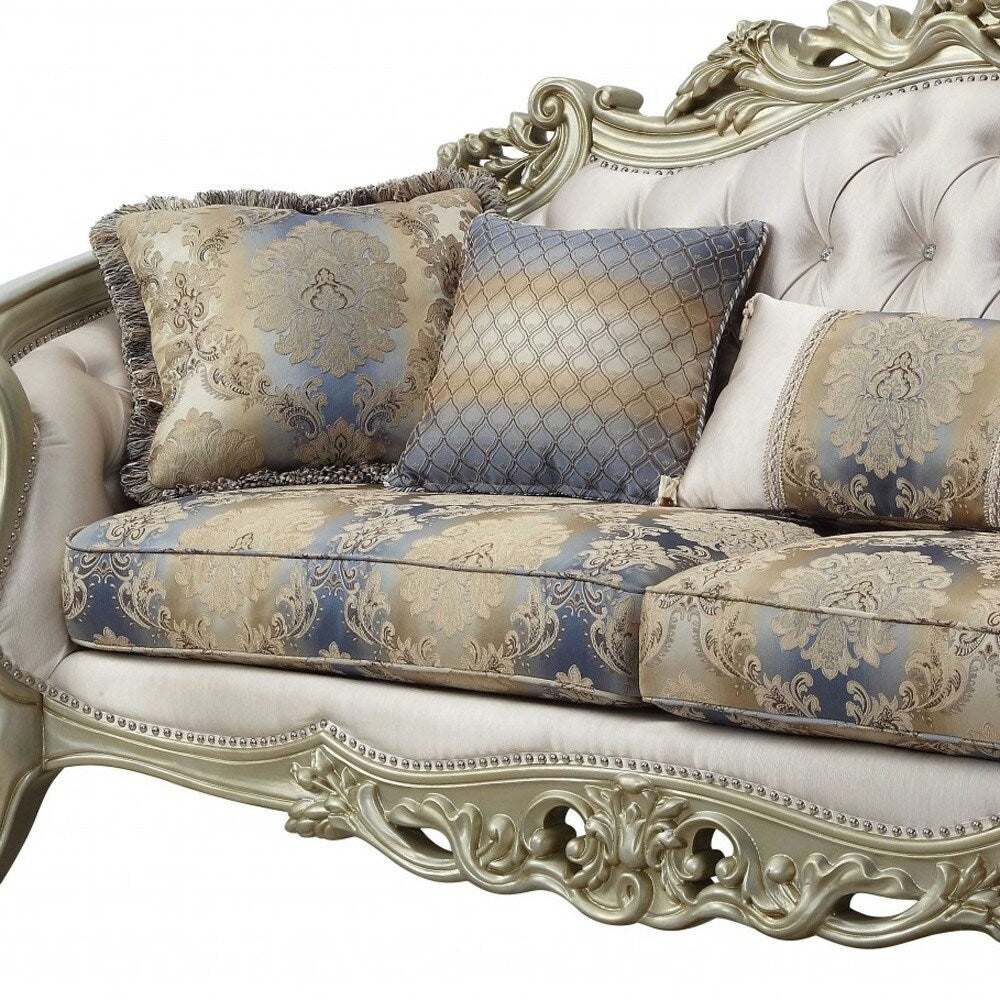 Coussins de canapé et d'appoint incurvés HomeRoots 36 en mélange de polyester perlé à motif floral - 40' x 97' x 47'